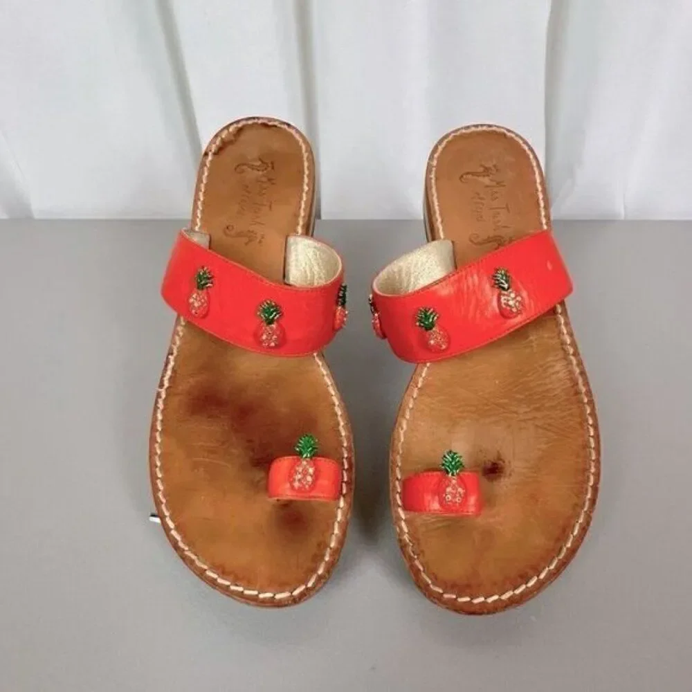 MISS TRISH OF CAPRI WOMENS SANDALS SIZE 41/8.5 ORANGE STRAP